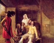 皮特尔 德 胡格 : Two Soldiers and a Serving Woman with a Trumpeter